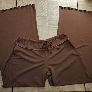 MAX STUDIO VINTAGE BROWN FLOWY BREATHABLE WIDE LEG TROUSER/PANT FLARE